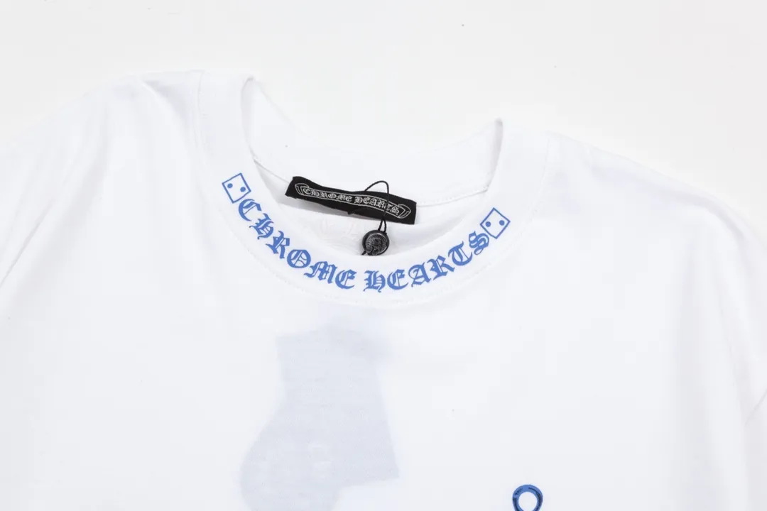 Chrome Hearts/ Blue Logo Same Style T Versatile : White Size：XS~L